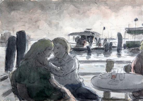 § Edward Ardizzone RA (1900-1979) Evening on the Zattere, Venice 1972, 7.75 x 11.25in.